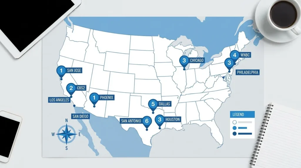 Food Network Spectrum channel numbers by region map