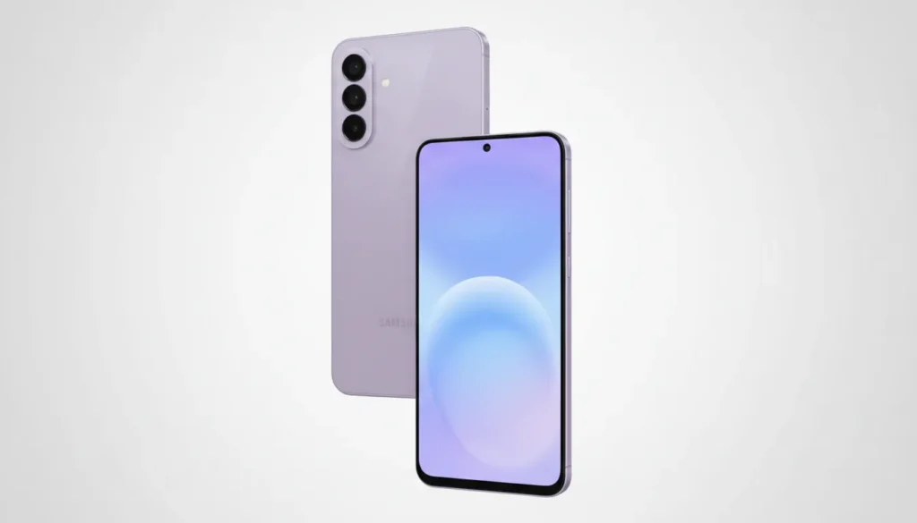 Samsung Galaxy A37 render in lavender shade.