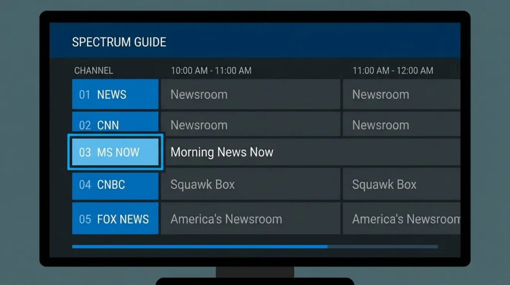 MS NOW formerly MSNBC on Spectrum TV channel guide