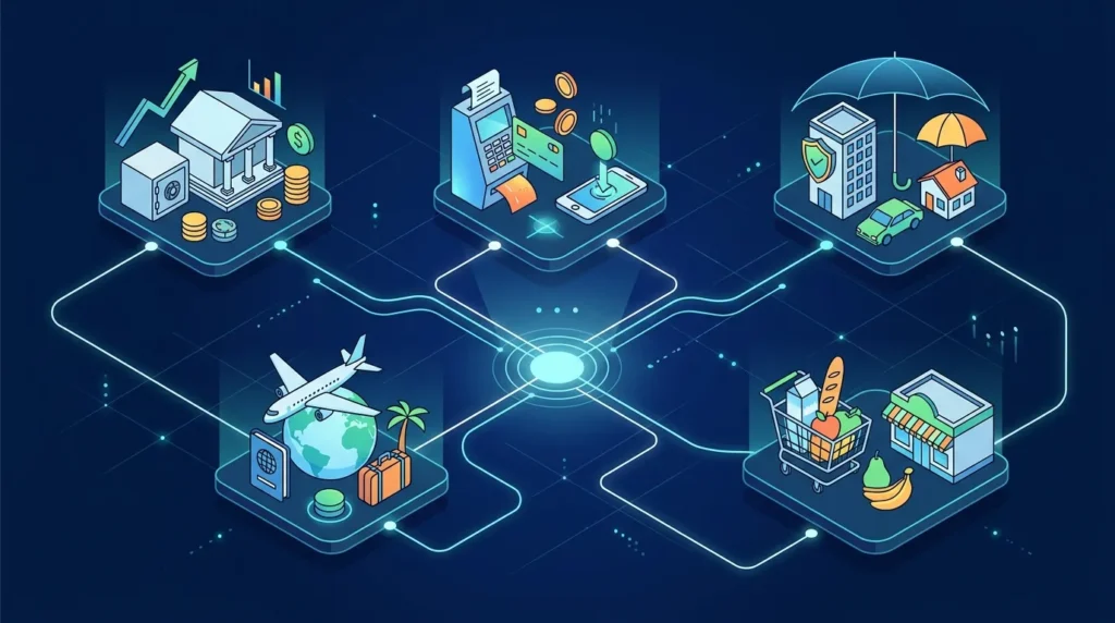 Diagram showing the interconnected services of Freedom Holding Corp ecosystem