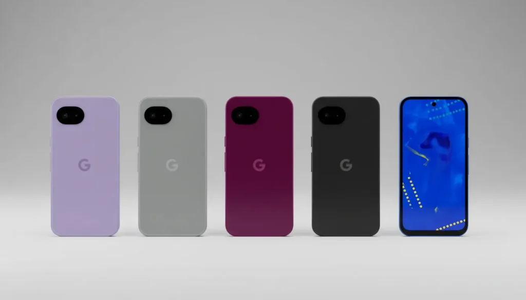 Google Pixel 10a five color options including Isai Blue Lavender Fog Berry and Obsidian Japan lineup