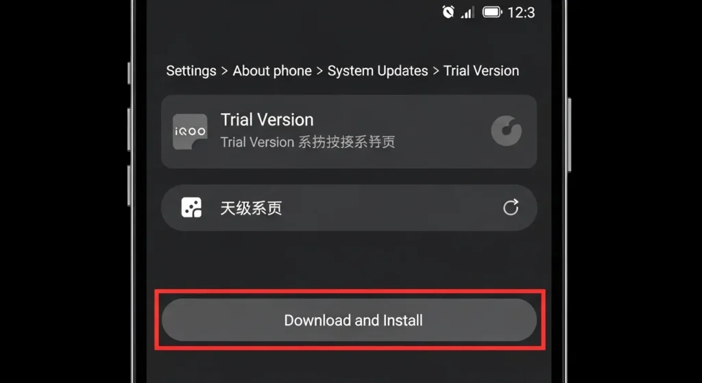 iQOO Neo 9 Pro system update settings path for OriginOS 6.0